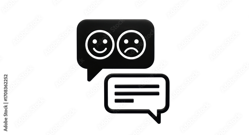 Aufkleber isolated communication feedback with smileys and text in speech bubbles is a digital symbol