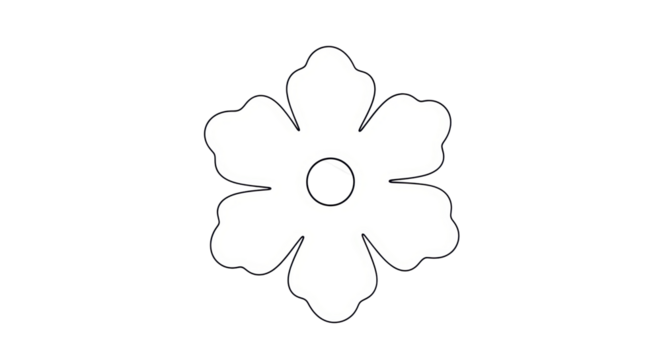 Isolated stylized flower, a nature vector with elegant petals and a simple center circle