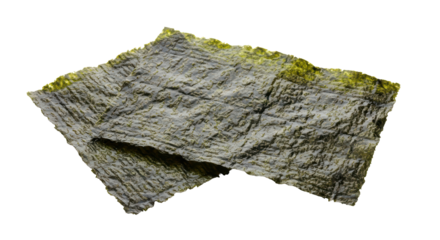 Isolated roasted seaweed snack for healthy eating, Japanese snack, nori sheets, crisp and salty