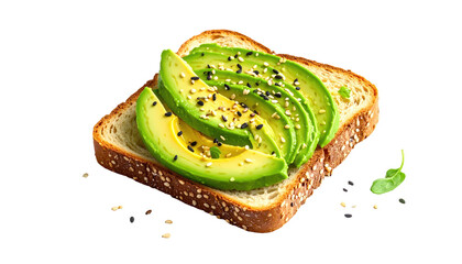 Sliced avocado on toasted bread