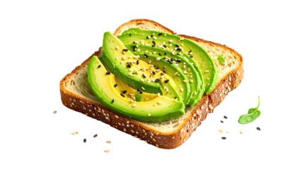Sliced avocado on toasted bread