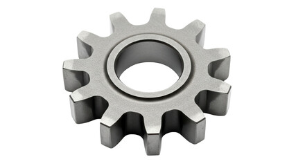Isolated gray metal gear part with a bore in the center for equipment repair use
