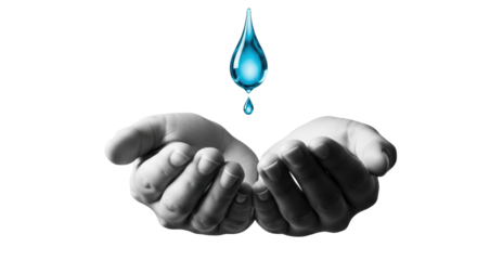 Isolated Hands Receiving Water Drop