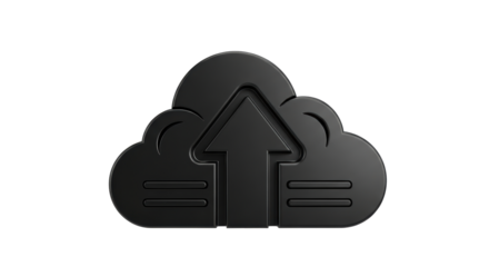 Isolated Cloud upload icon. Conceptual image of digital data management and transformation.