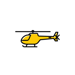 Yellow Helicopter Icon with Black Outline and Rotor