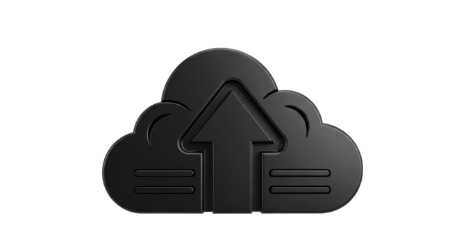 Isolated Cloud upload icon. Conceptual image of digital data management and transformation.