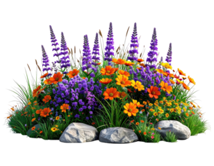Vibrant flowerbed bursting with color