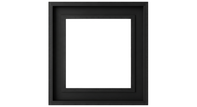 Double Square Black Frame on Black Background border isolated on a transparent background