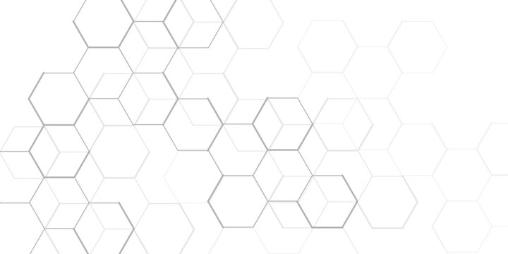 Technological white background. Linear drawing of cubes and squares. Abstraction. Vector illustration.