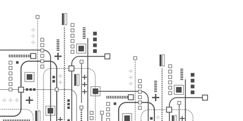 Drawing of an electronic circuit. Technological background. Engineering innovations. Vector illustration.