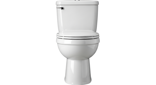 Isolated ceramic toilet on a plain background, clean toilet bowl in bathroom, modern plumbing