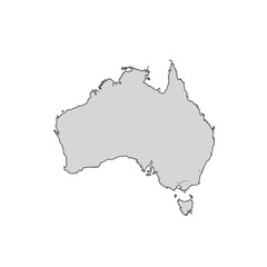 Australia Map Outline in Gray Color
