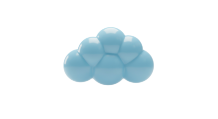 A simplistic light blue bubble cloud icon floats serenely against a pure white background, symbolizing weather, digital concepts, or whimsical design.