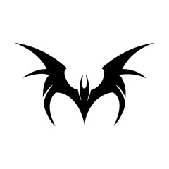 Abstract bat wings silhouette logo created in clean minimal design style geometric vector artwork