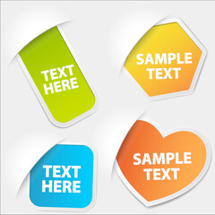 Colorful Stickers with Text and Shapes for Design Elements.