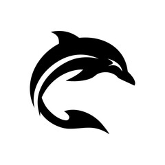 Abstract dolphin logo created in geometric silhouette style minimalist aquatic vector design