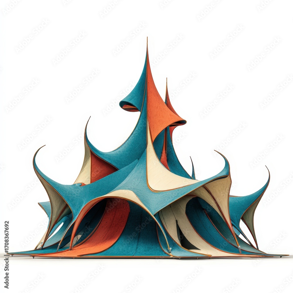 Poster abstract architectural design colorful modern tent structure building design
