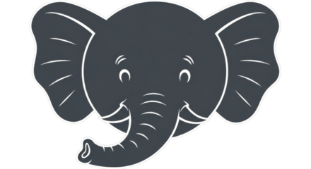 Isolated Cartoon Elephant Head