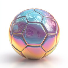 Fototapeta premium Iridescent Soccer Ball Studio Shot Colorful Shiny and Polished Football for Sport and Design