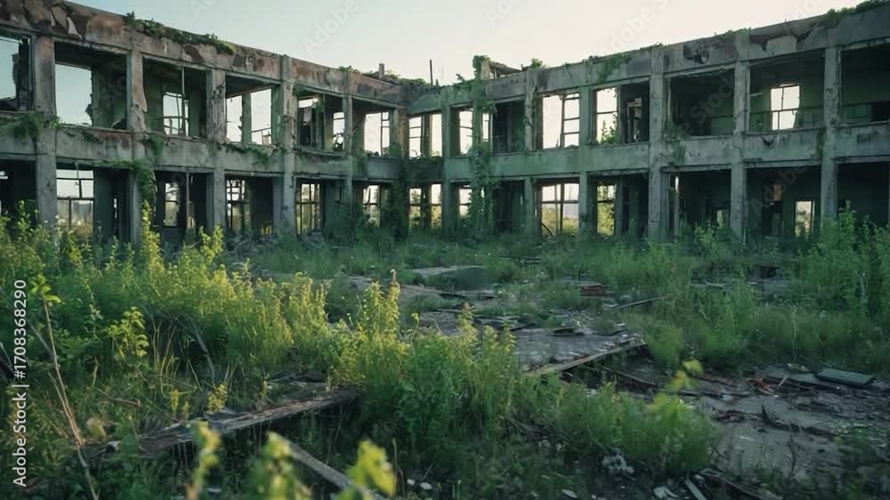 Poster Old structure with many window openings