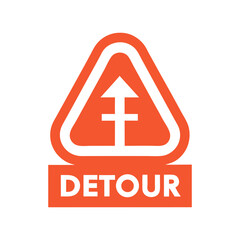 Detour road sign simple vector illustration with white background clean traffic safety symbol