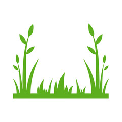 Grass ornament silhouette clean eco border design simple natural plant vector illustration