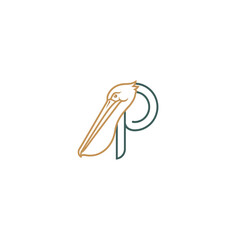 Stylized Pelican Logo Design with Letter P Integration