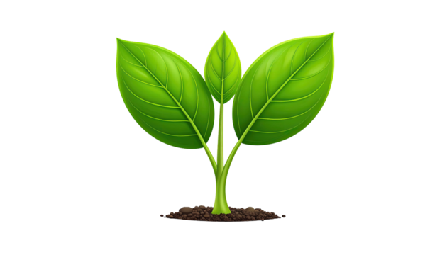 A stylized illustration of a young plant with three leaves - Powered by Adobe