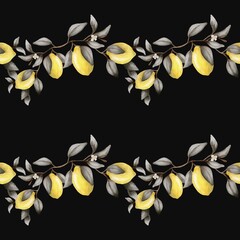 Vibrant lemon pattern for textile and wallpaper design in seamless arrangement
