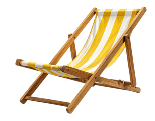 Folding beach chair, yellow and white (1)