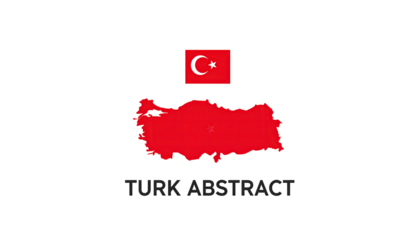Red abstract map of Turkey with flag