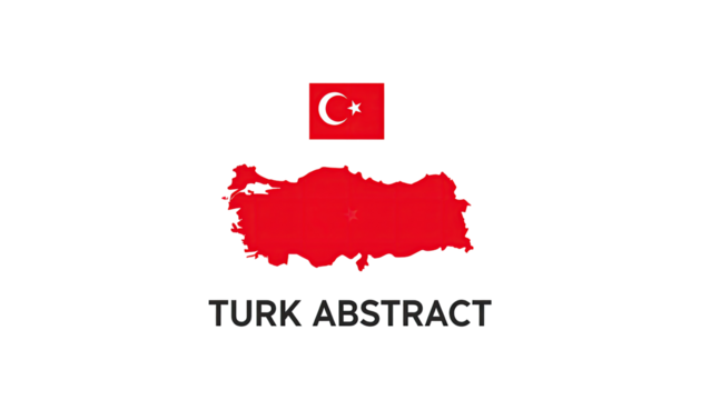 Red abstract map of Turkey with flag