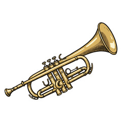 Obraz premium Brass instrument performance jazz festival illustration urban setting musical artistry. Vector illustration