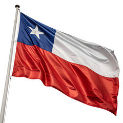 Fototapeta premium The national flag of chile waving on a flagpole, isolated on transparent background