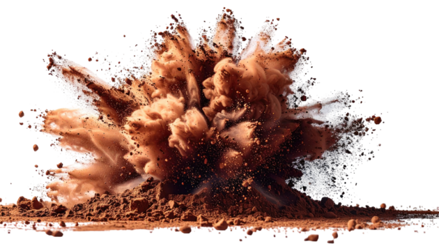 Abstract explosion of brown powder