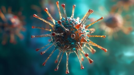 Unique Zika Virus Illustration Showcasing Intricate Structures in Vibrant Colors and Textures