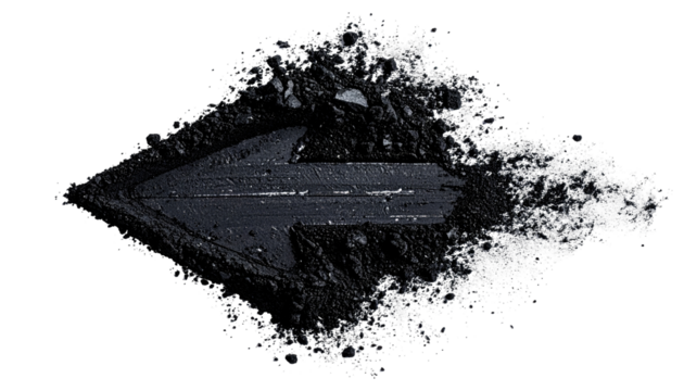 Dark arrow bursting from a textured cloud