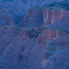 A landscape of ravines and badlands in the Gorafe Desert in the Granada Geopark. UNESCO GLOBAL GEOPARKS. Granada Province, Andalusia, Spain, Europe