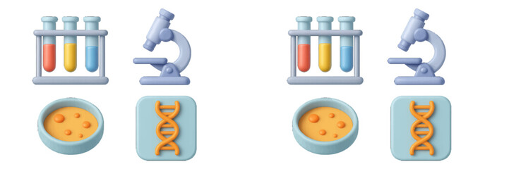 Colorful laboratory tools and biological materials represent scientific research and experimentation