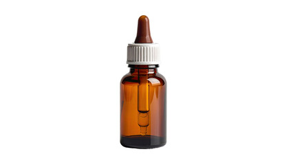 Amber dropper bottle against black background