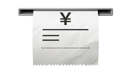 Isolated Receipt with Yen Symbol