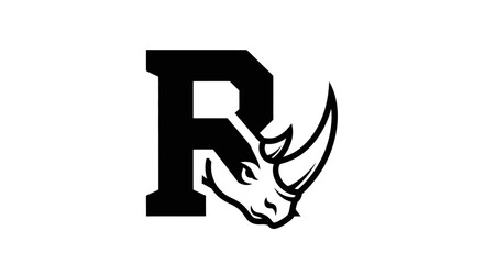 Bold Letter R with Rhino Head Graphic Design