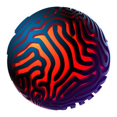 3d orb shape with algorithmic pattern and holographic color gradient. Scientific 3D ball concept.