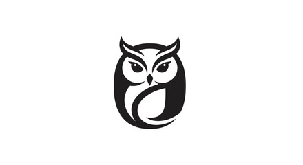 Stylized Black and White Owl Logo Design