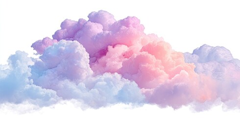 Pastel-hued fluffy clouds against a white background
