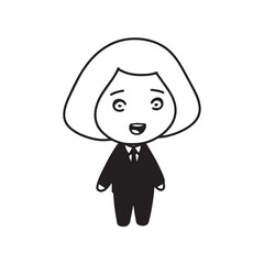 Old woman in formal clothes black and white vector illustration simple minimalist portrait design