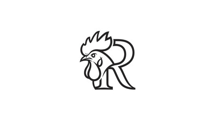 Stylized Rooster Head Integrated with Letter R Logo Design