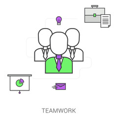Modern line art concept representing business teamwork, strategy, and collaboration