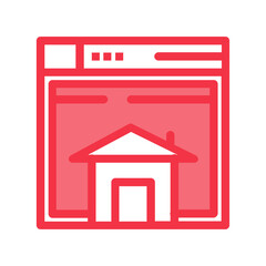 Vector graphic icon of a website homepage with a house symbol for real estate