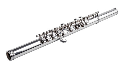 Fototapeta premium Polished silver flute on black background